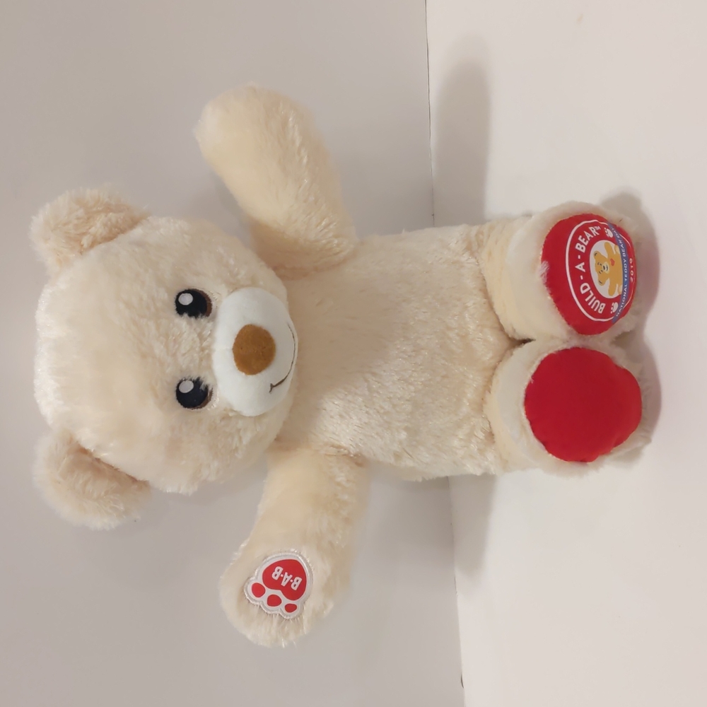 Build a Bear Workshop Teddy Bear Plush Stuffed Off White Stamped Red Left Foot
